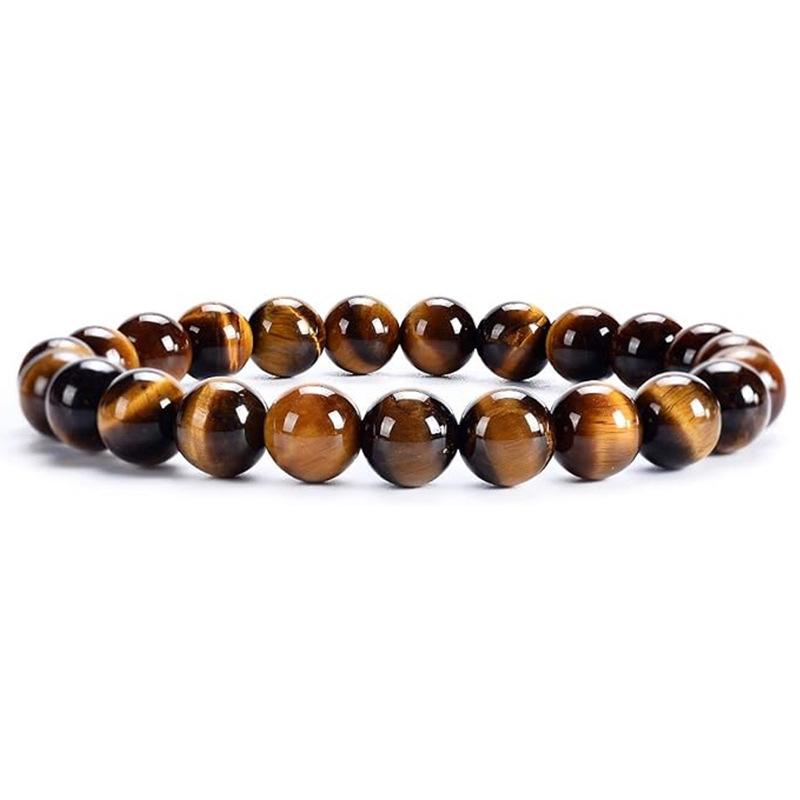 8mm Tiger Eyes Beaded Bracelets Natural Stone Bracelet Agates Cat Eye Chalcedony Stretch Bangle Healing  Gifts Women Men