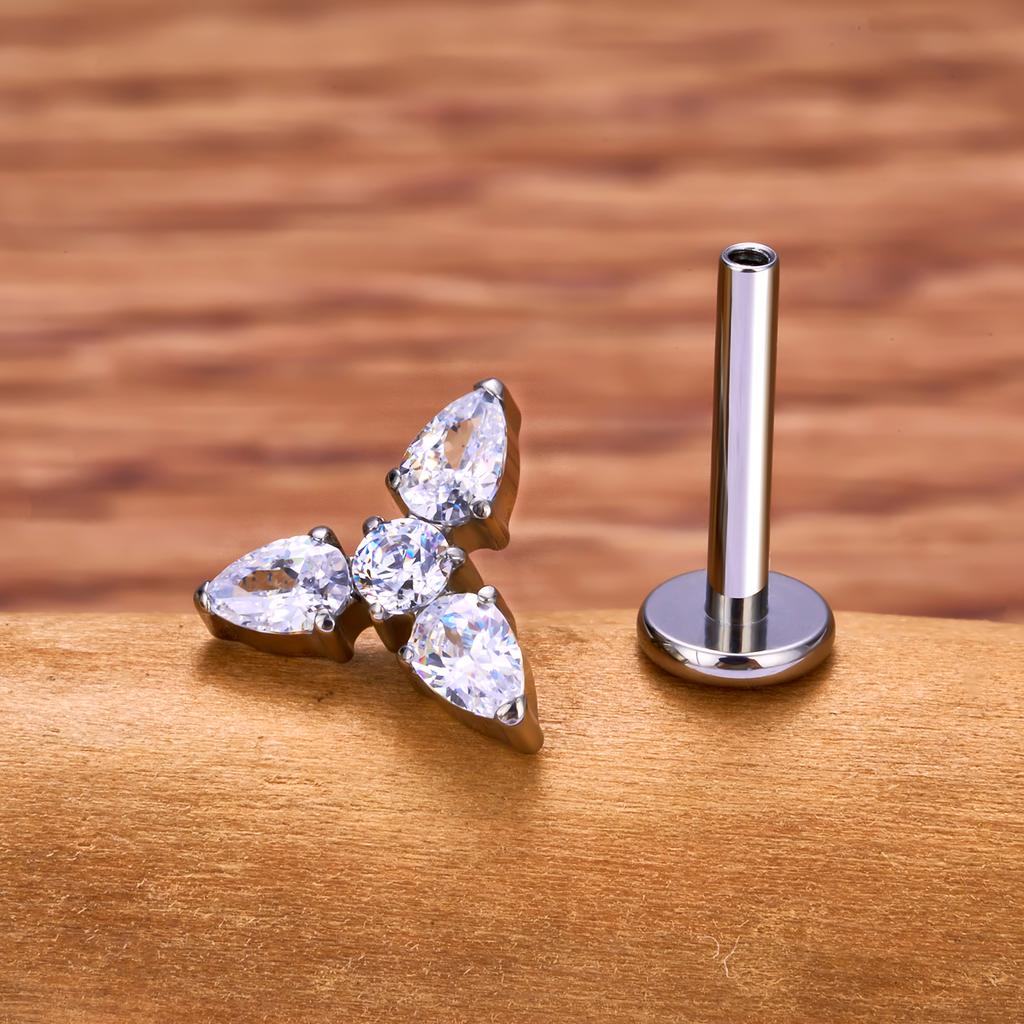 G23 Titanium 16G Piercing Labret Lip Nasal Nail Stud Earring Internal Thread Body Jewelry Design Ear Tragus Cartilage Helix Dait