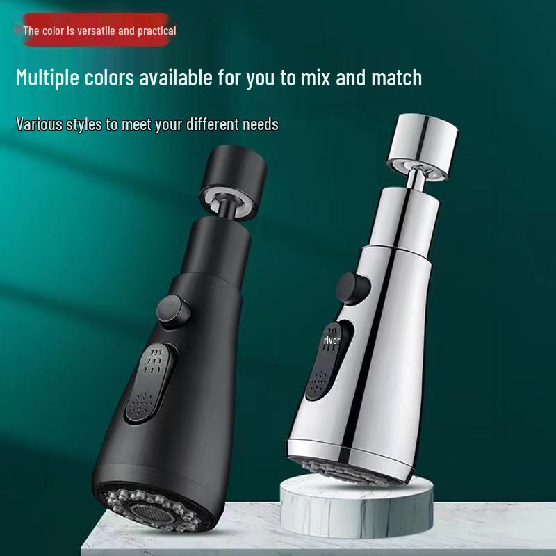 Splash-Proof 360° Rotating Kitchen Faucet with Three-Speed Pressurized Blade Flushing Aerator