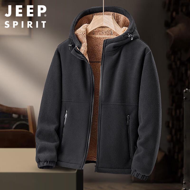 

JEEP SPIRIT Men s Autumn Winter Fleece Lined Hooded Jacket XL