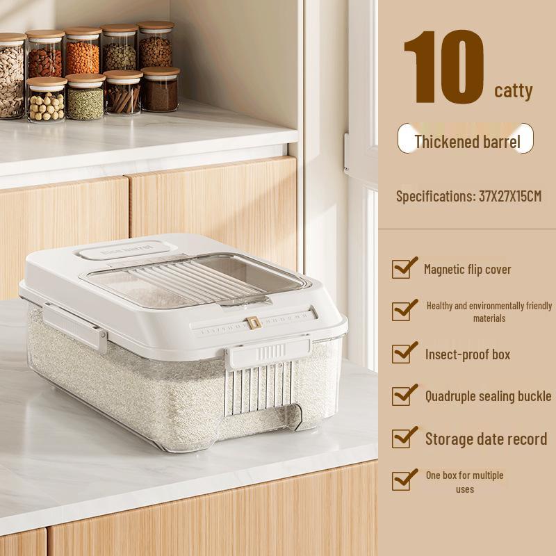 20 Jin Food-Grade Sealed Rice Bucket - Insect/Moisture Proof, Fresh-Keeping Press-Type for Grains & Flour