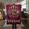 1PC Custom Name Royal Crown Emblem Patterned Flannel Blanket Suitable For All Seasons for Home Decor Warmth and Comfort Gifts Holiday Present_lx