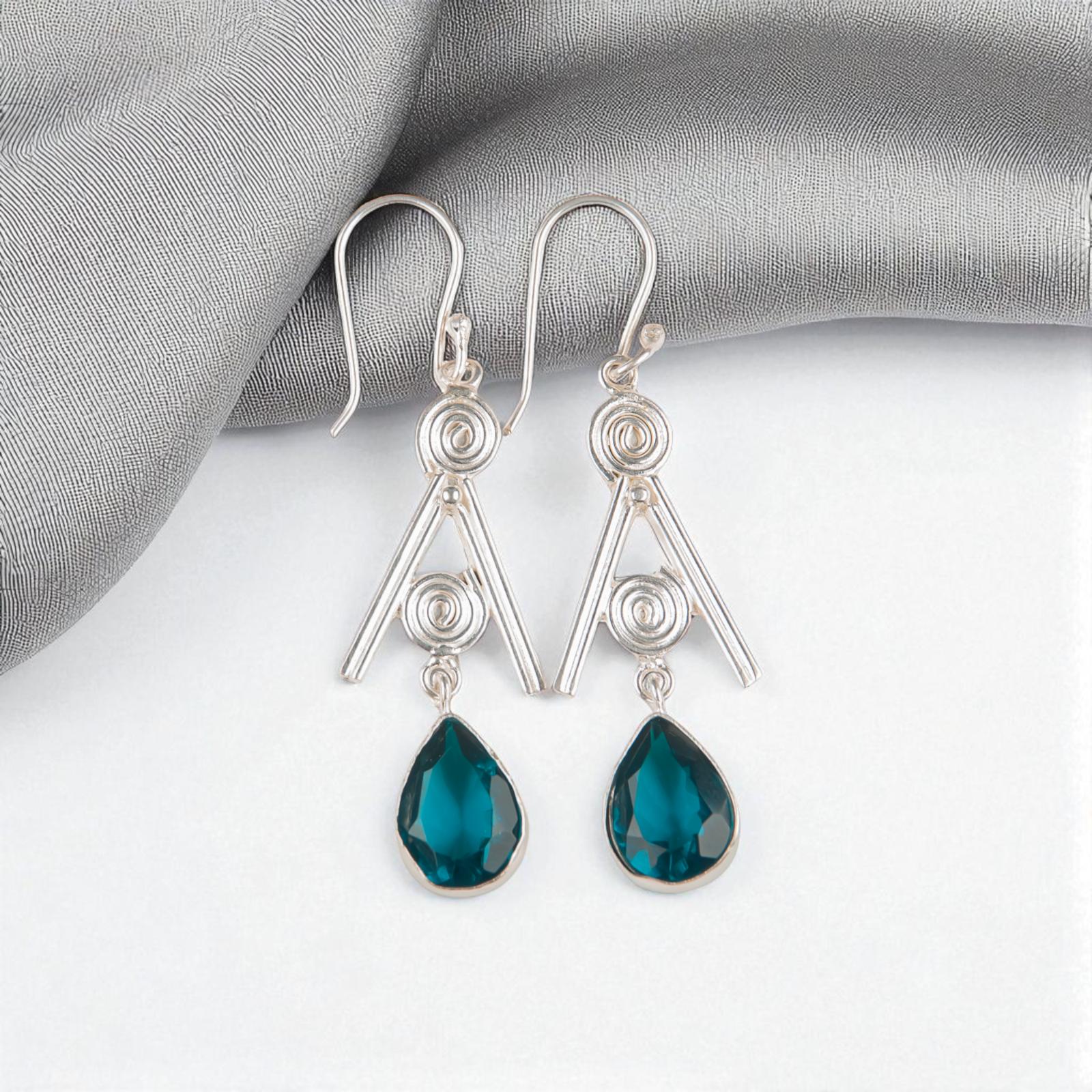 

Апатит Драгоценный камень 925 Стерлинговое серебро Ювелирные изделия Ручной работы Серьги-капли/висюльки 2,4 EE-86-12