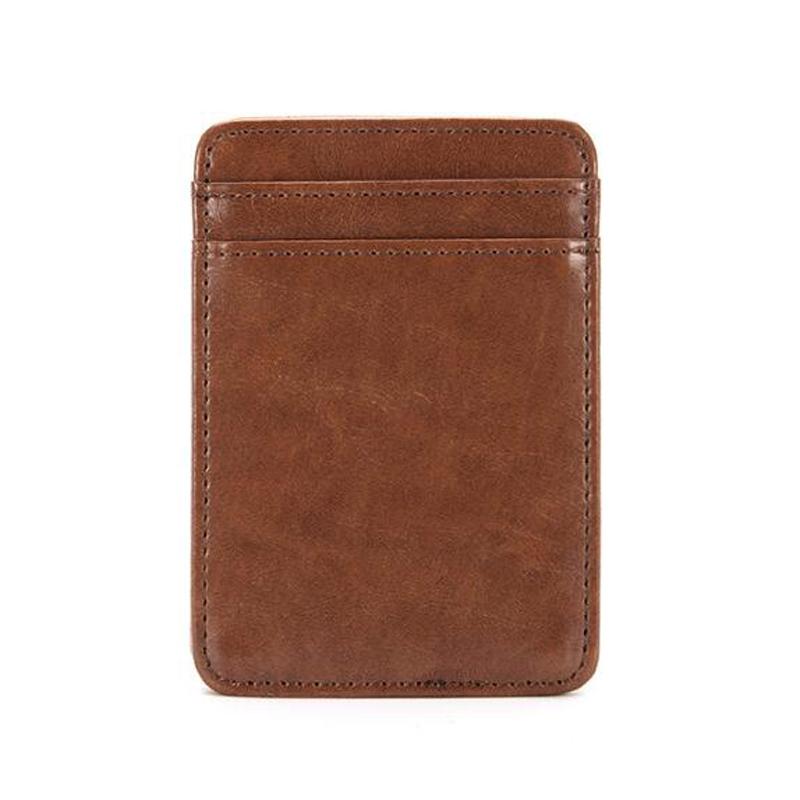 Quality Leather Magic Wallets Fashion Small Men Money Clips Card Purse Thin Cash Holder 3 Colors