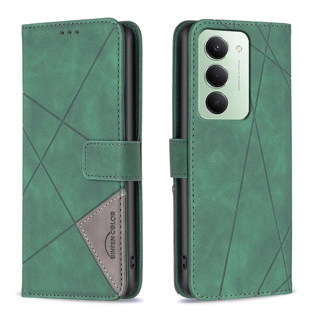 For Xiaomi Redmi 15 5G (Global) (169mm) Phone Case BINFEN COLOR Wallet Stand Geometry Imprinted Leather Cover