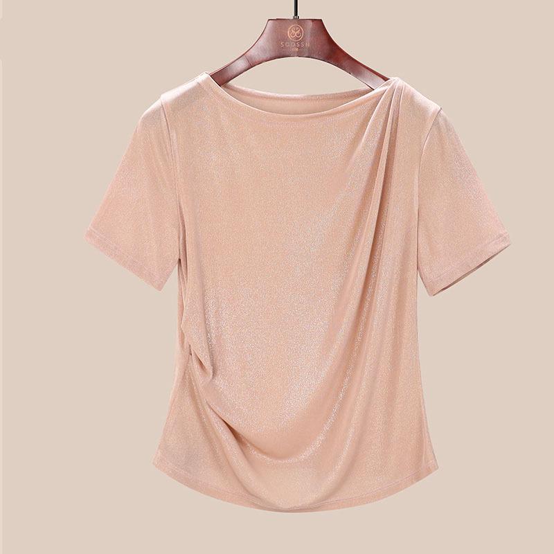 

Женский летний новый модный однотонный топ с короткими рукавами и надписью A-Line XXXL розовый