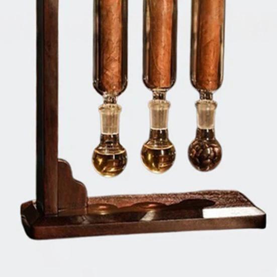 Herb Roll Flavor Infuser Humidor Herb Roll Glass Test Tube Rack with Straight Pipe Ball Base Wooden Stopper Herb Roll Flavor Injector Humidifier