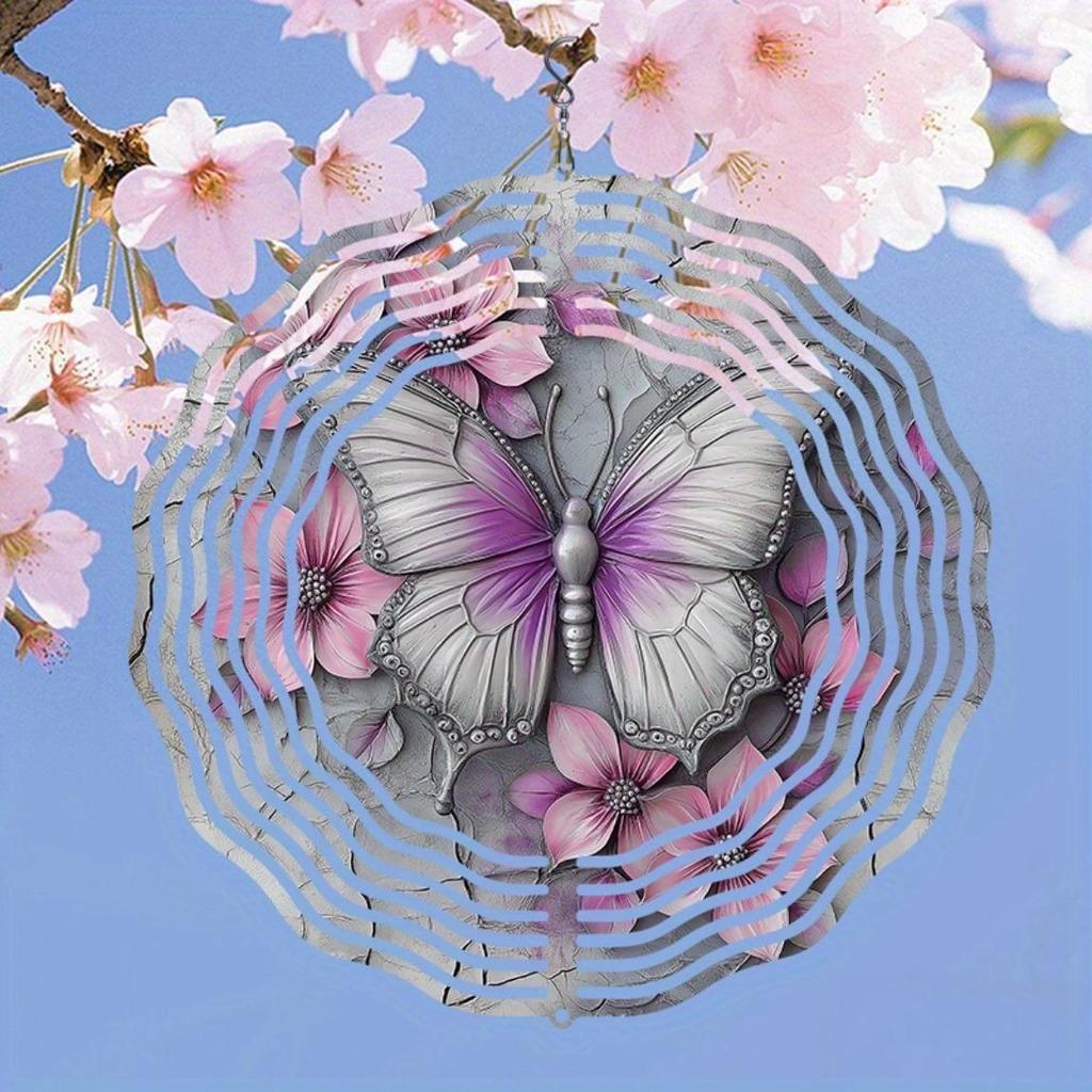 Vlinder Windgong Metaal Tuindecoratie Maanlicht Vliegende Bloemen Buiten Binnen Binnenplaats Cadeau Geen Batterijen Nodig