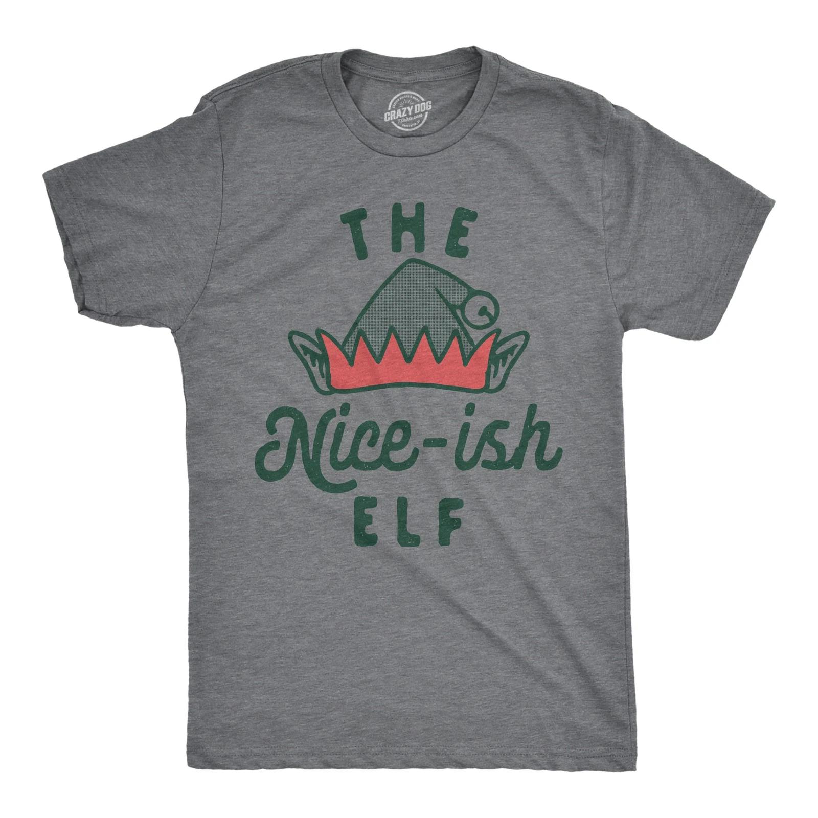 Mens The Nice Ish Elf T Shirt Funny Good Behavior Xmas Elves Joke Tee for Guys XXXL