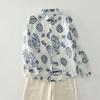 DIMANAF 2025 New Plus Size Women Tops Shirts Tees Solid Casual Loose Long Sleeve Blouse Autumn Print Cotton