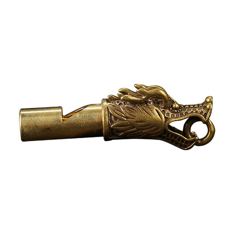 Handmade Brass Dragon Head Whistle Car Keys Chains Pendantsoutdoor Survival Tool
