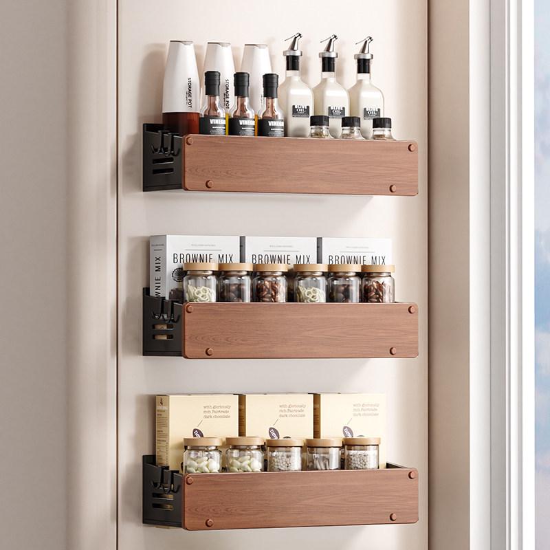 Dual-Layer Magnetic Kitchen Shelf for Refrigerator - Punch-Free Spice Rack Organizer