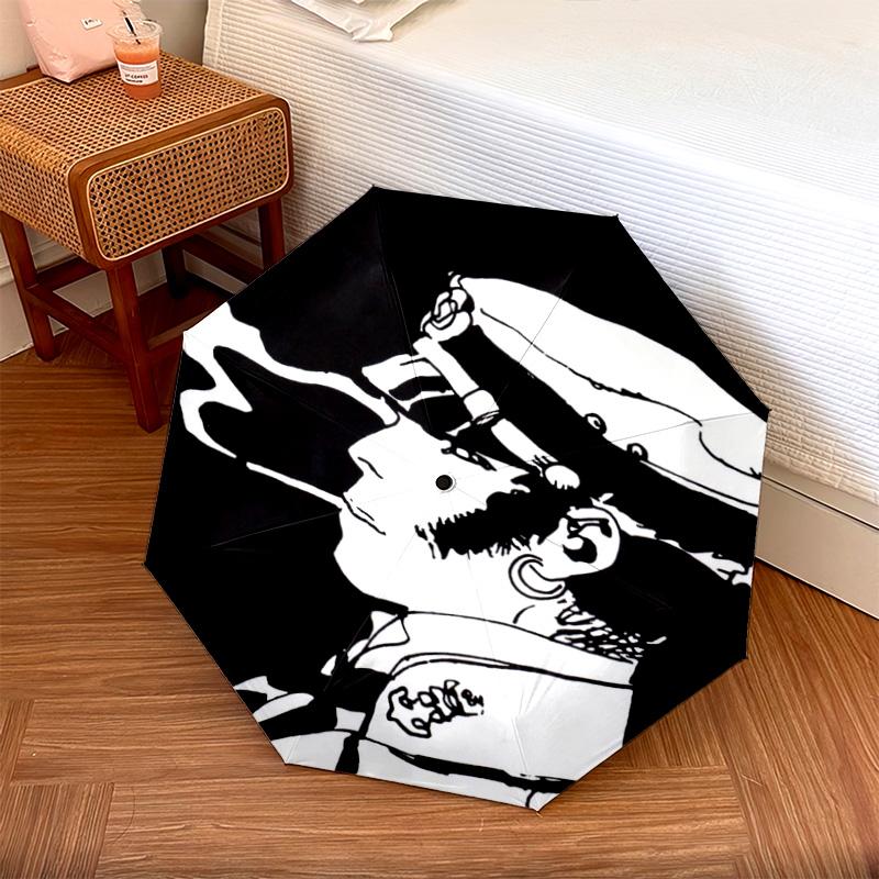 1 Stück Automatischer Faltregenschirm - Corto Maltese Muster, Tragbares & Faltbares Design mit 8 Speichen, Weihnachts-Geburtstagsgeschenke