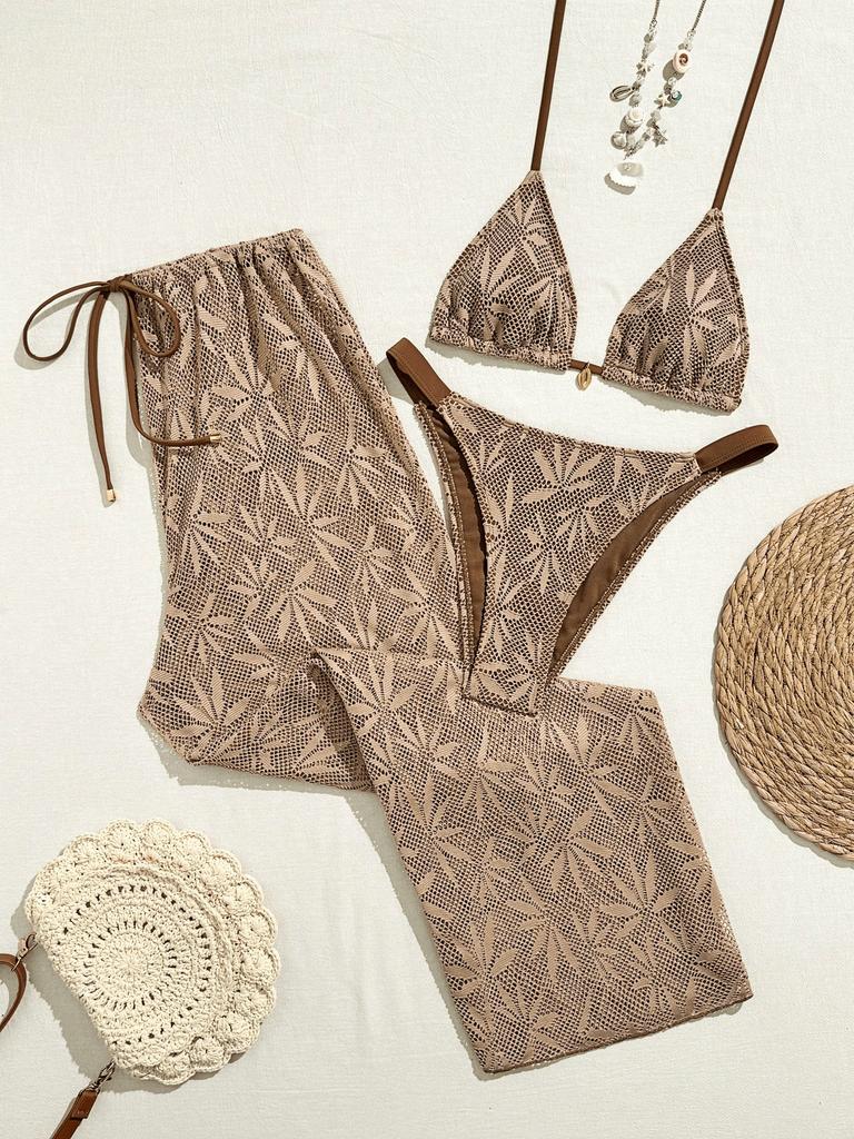 JYL stripe tie fashionable split swimwear elastic bikini for seaside holiday gathering trip
