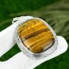 925 Sterling Silver Radiant Natural Tiger Eye Wife Engagement Pendant Jewelry