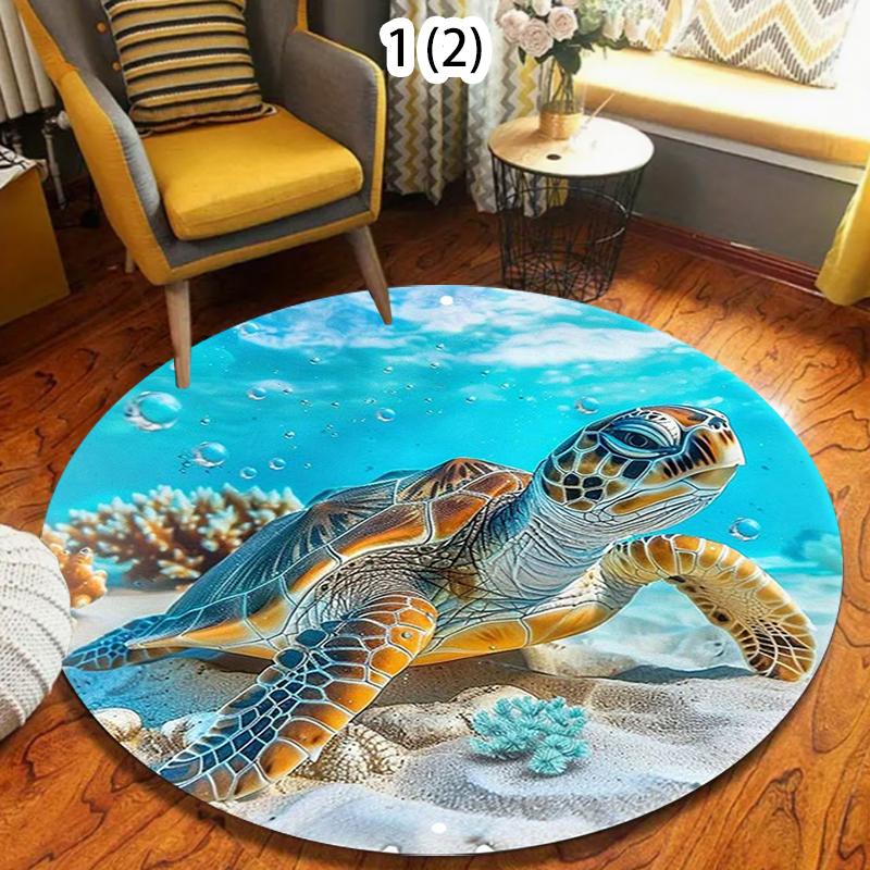 

Ocean Turtle Fish Carpet Mat Rug Home Decoration Sea Theme Floor Mat Kitchen Hallway Indoor Outdoor Decorative Rugs for Bedroom 60cm x 60cm