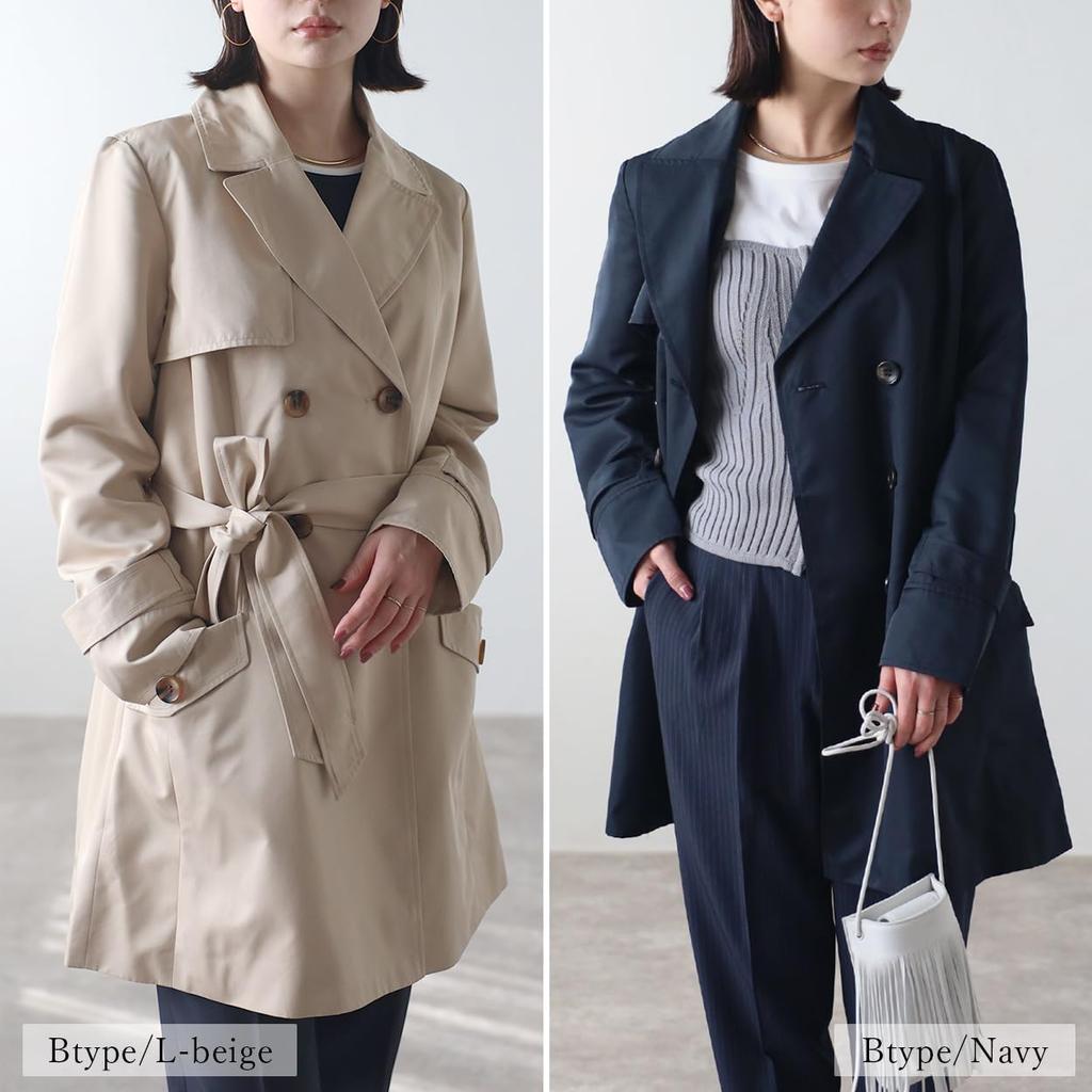 Trench Sizes L RIRIYĀNO Women's Coat, Spring, Mid-Length, M, L, LL, 3L, 4L, 2127-112001 (L, Beige)