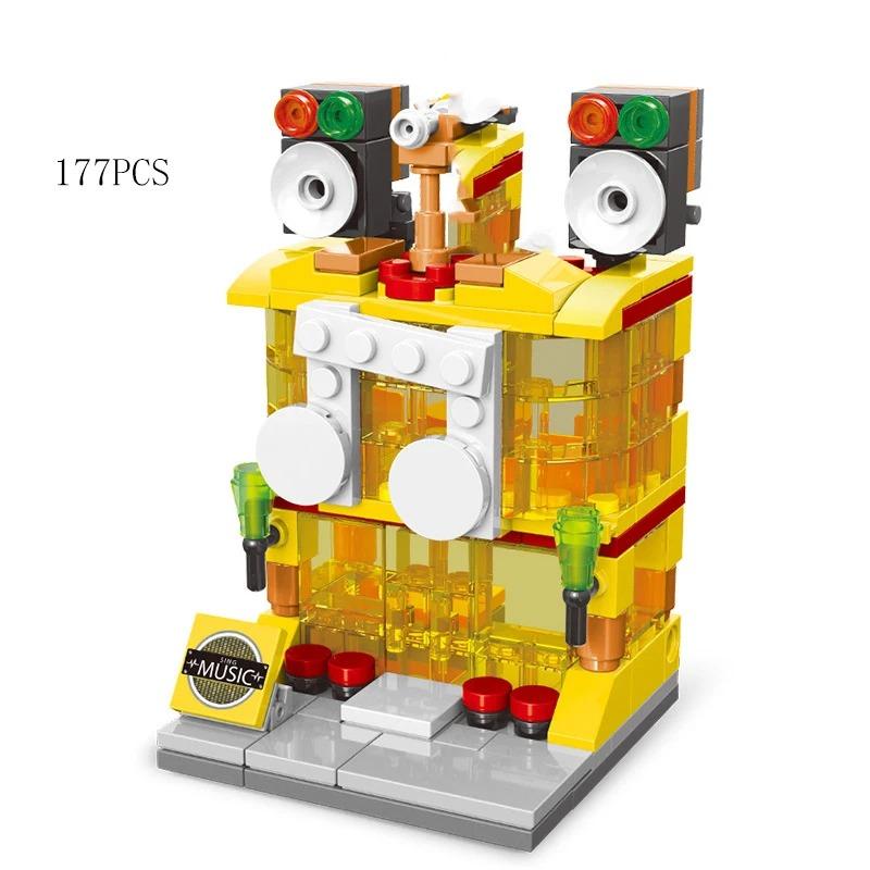 City Mini Shop Supermarket Street View Model Building Blocks Hamburger Restaurant Retail Store Bricks Architecture Friend Girl