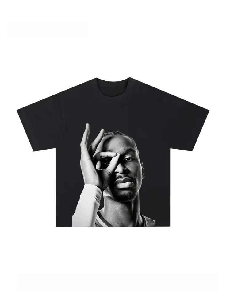Men's T-shirt SGA Alexander Big Head Printed Short Sleeve T-Shirt Thick Cotton Flat Neck Basketball Top Men's Casual Sports