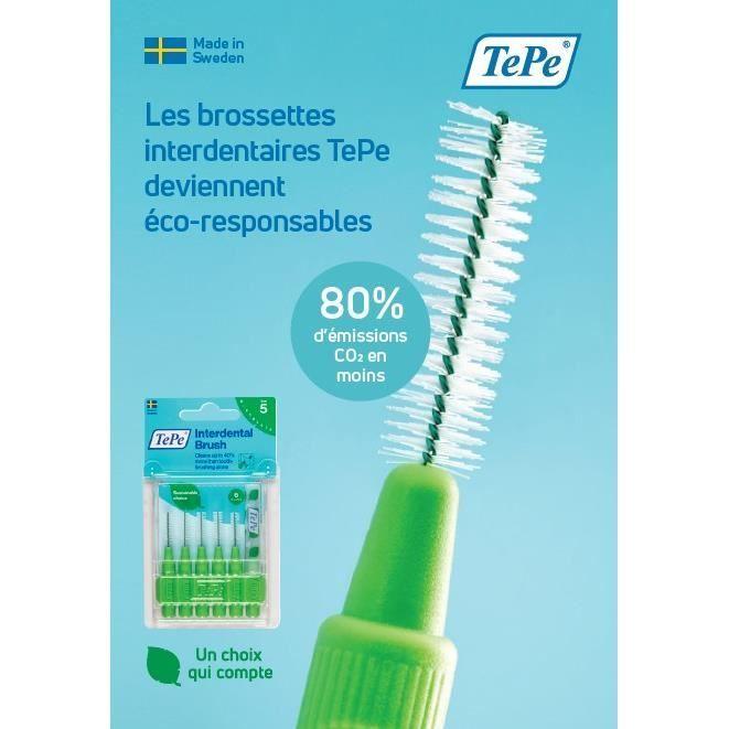 Brossettes interdentaires TePe Originales - TEPE - Multi-tailles de 0.4 à 1.3mm ISO 0 à 7 - Pack de 8