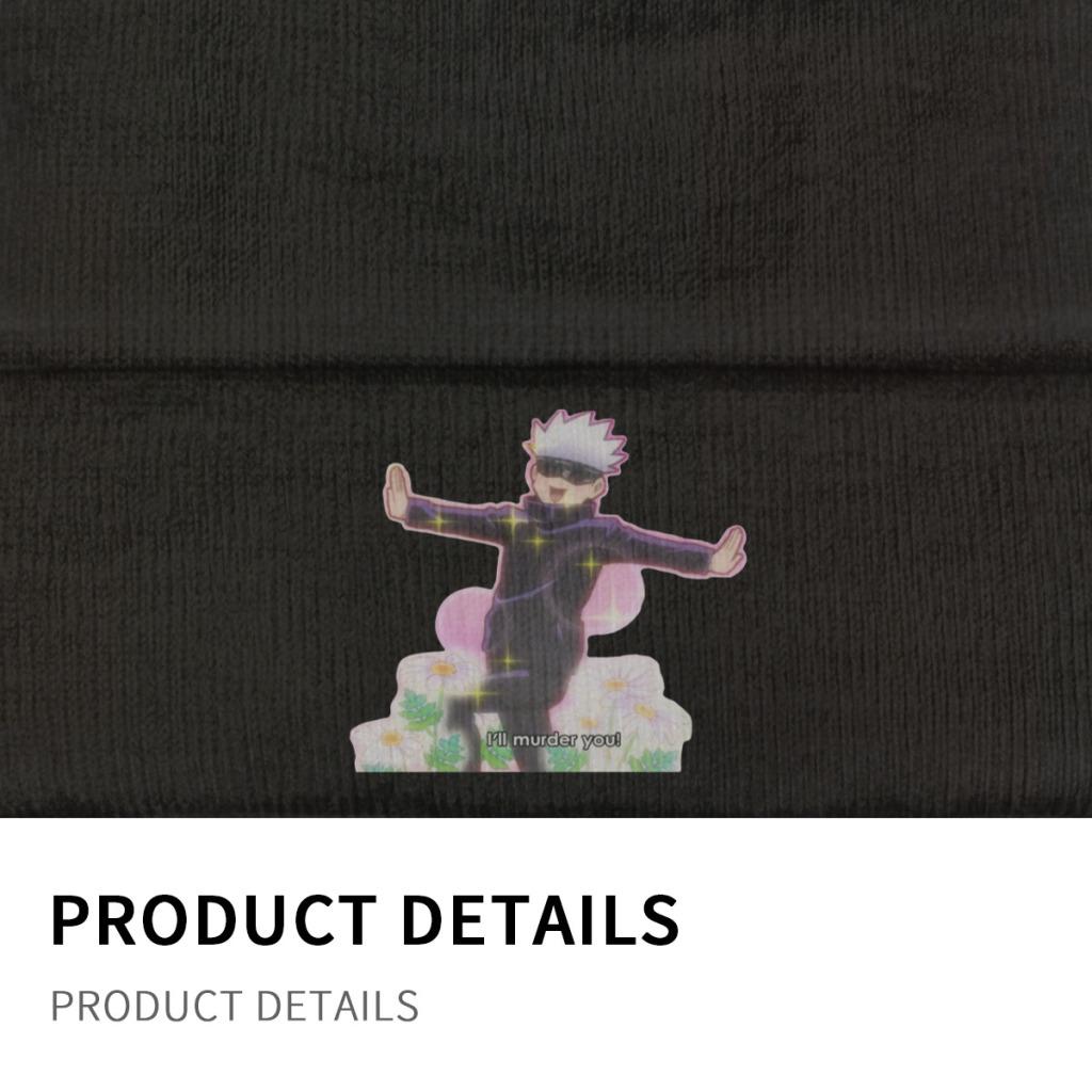 Satoru Gojo Will Kill You Jujutsu Kaisen Knitted Hat Women's Unisex's Beanies Winter Hats Polyester Anime Manga Crochet Melon Cap