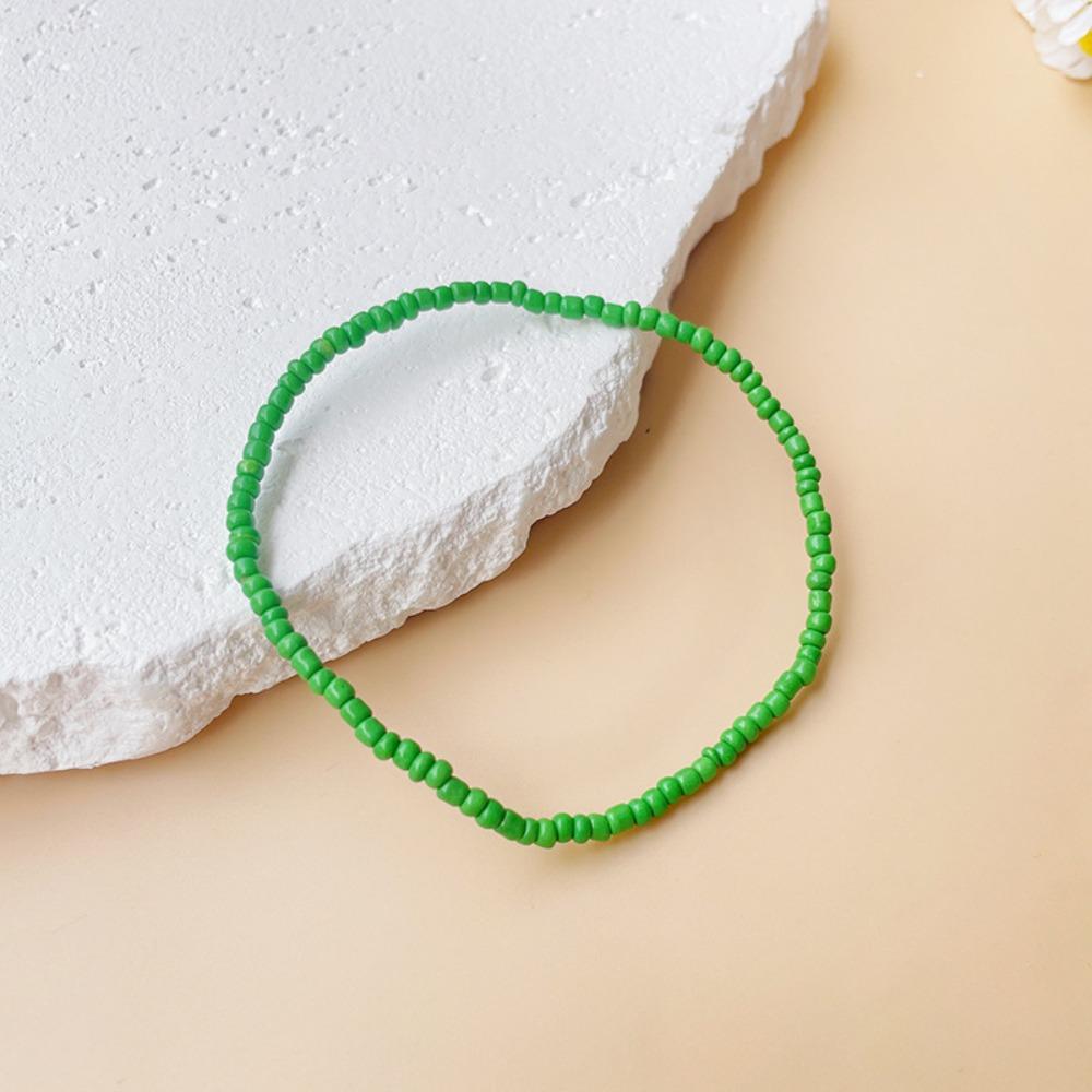 1PCS Women's Anklet: Colourful Fashion Girl Tiny Seed Bead Foot Bracelet In Yellow, Pink and Blue – Summer Bohemian Anklet Gift Jewellery