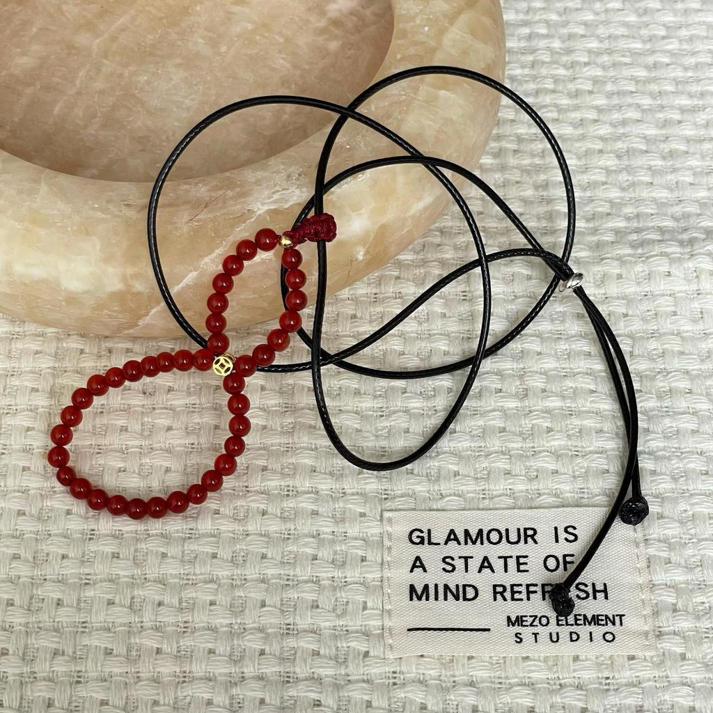 Red Agate Sweater Necklace, Niche Light Luxury, Exquisite and Sophisticated, Light Luxury Autumn and Winter Sweater Chain, Phone Chain