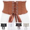 Fashion Gothic Elastic Belts for Woman Sexy Black Pu Leather Wide Corset Belt Female Cinturones Para Mujer Heart Cummerbunds