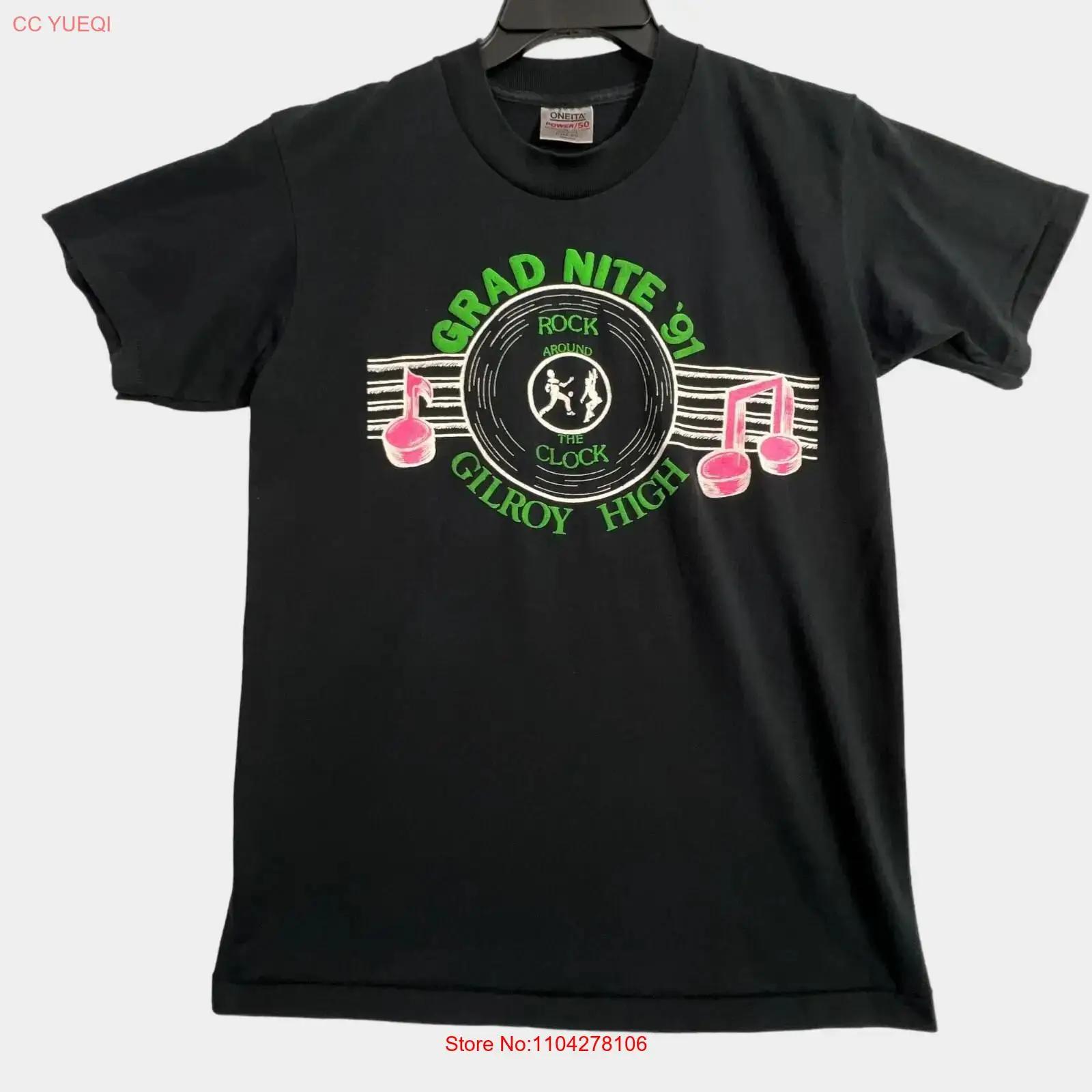 

Vintage Gilroy High CA T Shirt Mens Large Black Grad Nite 1991 USA vintage Washed Unisex Versatile Casual Soft graphic homme S разноцветный