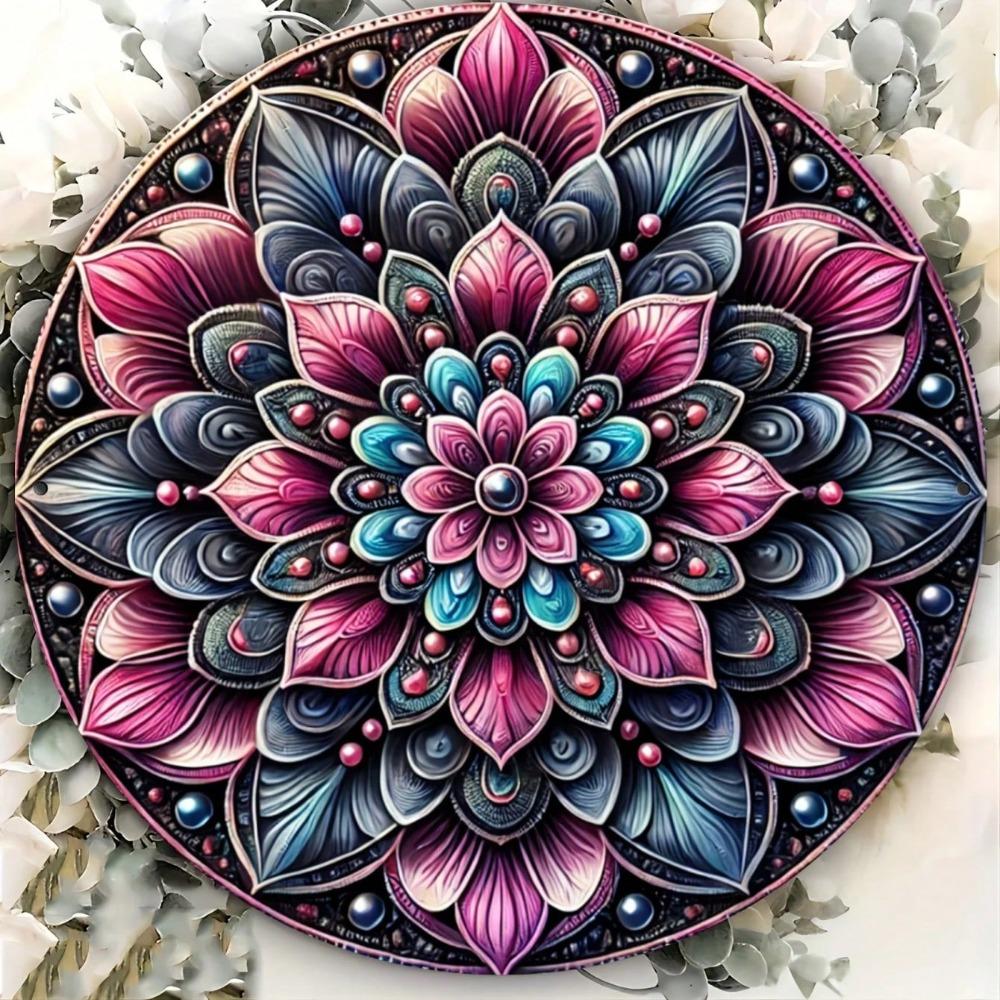 Metal Tin Sign Floral Beaded Wall Art Decor Home Cafe Bar Man Cave Gift