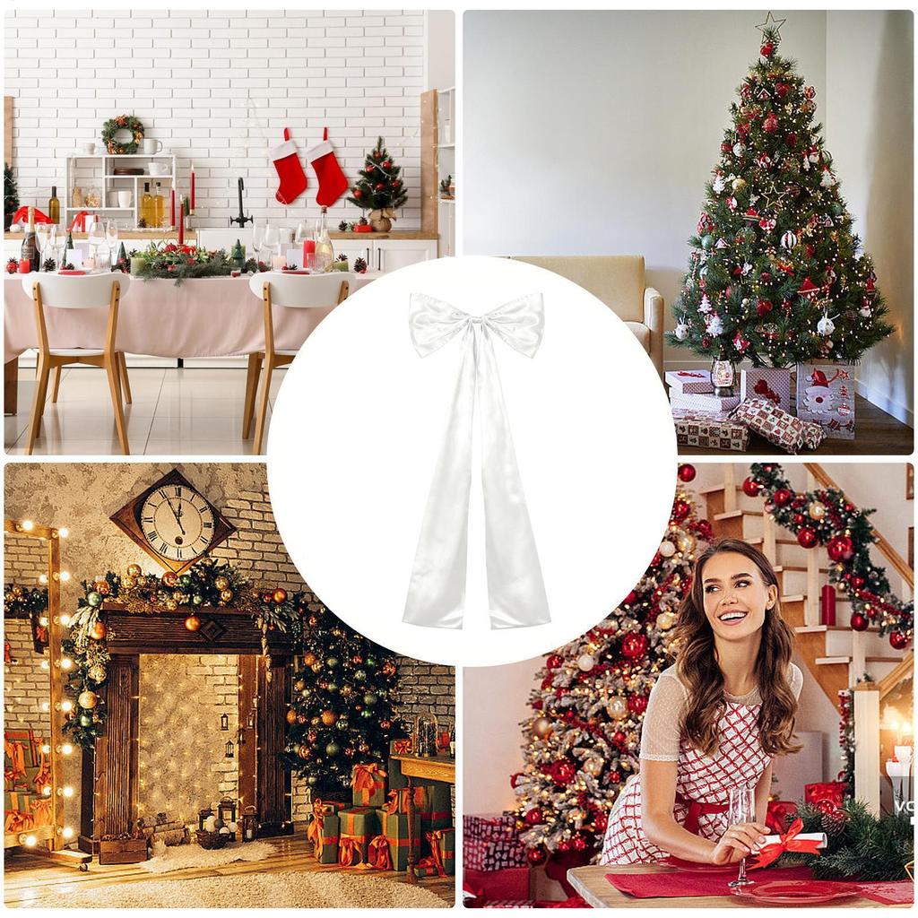Christmas Tree Bows Large Festive 45x18inch Home Decor Bow Ornaments Christmas Tree Topper For Outdoor Window Wall Door Living