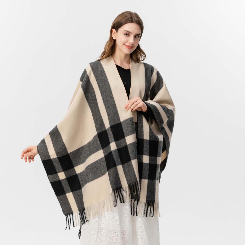 Literary Tourism Shawl Autumn and Winter Imitation Cashmere Knitted Scarf Split Fork Oil Painting Cape Cloak Outside