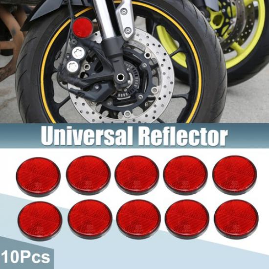 10 Pcs Motorcycle Round Safety Spoke Reflective Self Adhesive Reflector Red