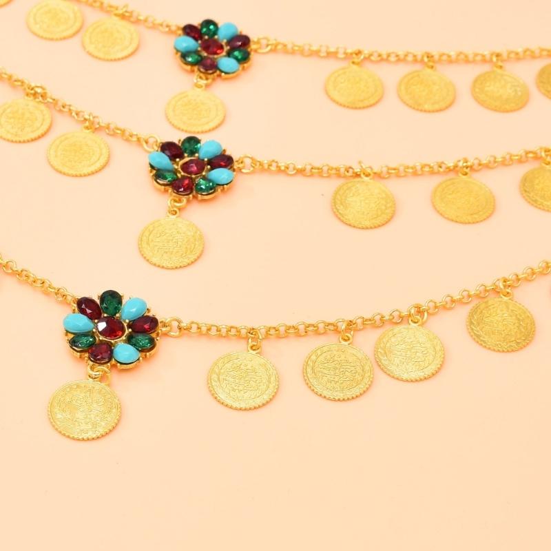 Multi Layer Alloy Coin Tassels Shoulder Chain Necklace Shoulder Accessory for Fashion Forward Women Seeking Unique Style