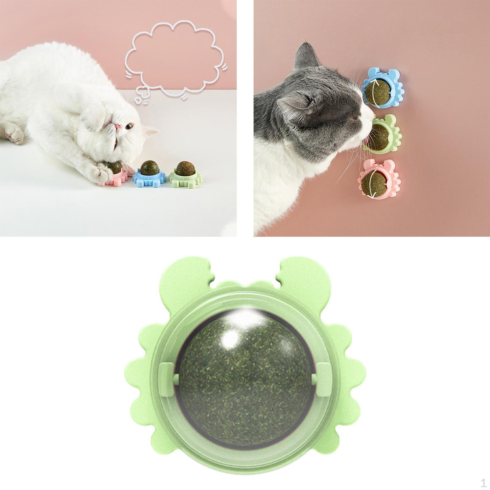 

Catnip Balls Edible Rotatable with Lid Removable Healthy for Treats Playing Grinding Kitten Chewing Green1