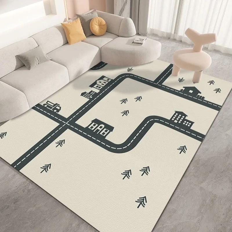 Cartoon Traffic Rug Early Learning Crawling Mat for Kids Dirt Resistant, Wear Resistant Non Slip Floor Mat Easy to Clean