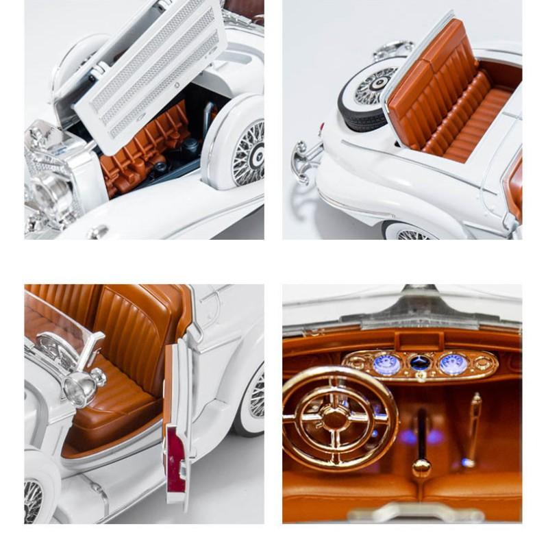 1:18 Mercedes Benz 500K 1936 Legierung Miniatur Klassisches Auto Maßstabsmodell Druckguss Metallmodell SoundLicht Kinder Spielzeug Geschenk Fahrzeug