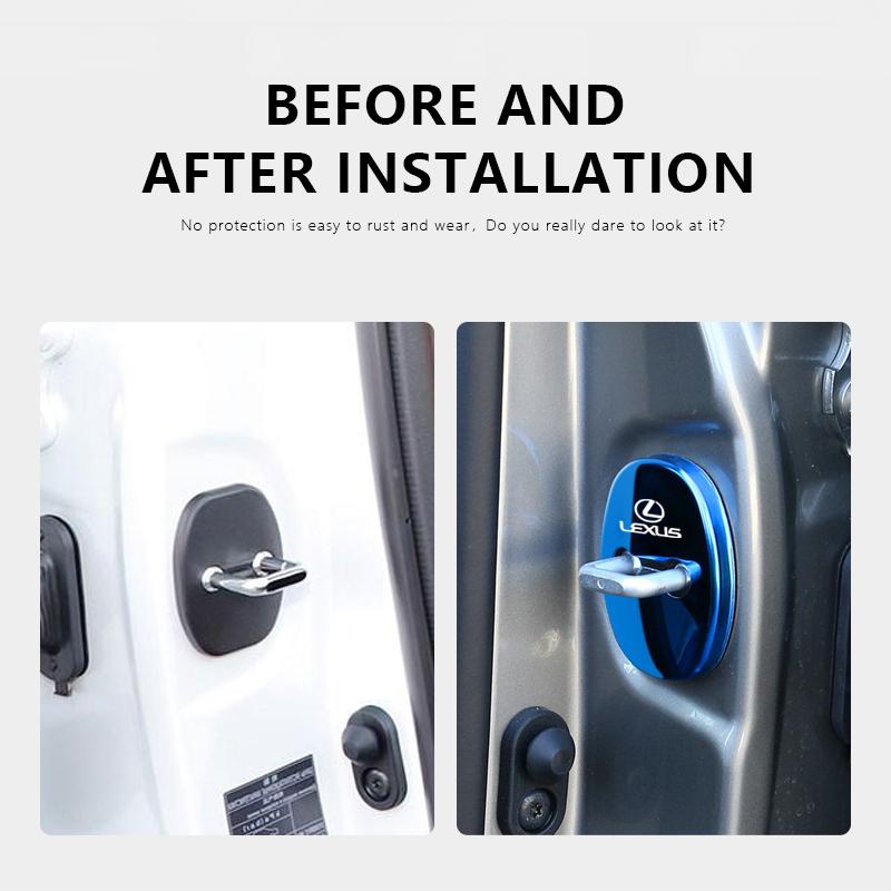 4Pcs Car Door Lock Protect Cover Auto Emblem Rust Proof Cover For Lexus GS IS LS500h ES260 ES300h RX350h NX260 UX260 LM RZ450e