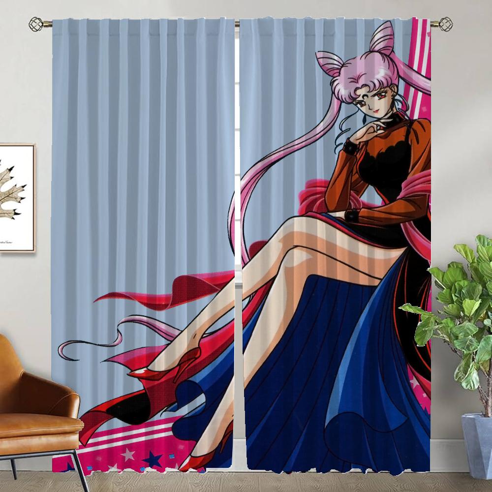 

Раздел Сейлор Мун Элегантные Шторы Для Комнаты 2 Части Затемняющие Шторы Кухонные Шторы Для Камеры Украшения Хэллоуина Оттенки W50xH70cmx2pcs-CL