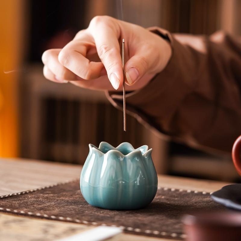 Petal Small Incense Burner, Ceramic Flower Incense Burner, Creative Aromatherapy Burner Line Incense Burner Line Incense Holder