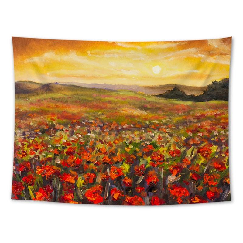 Tapiserie suspendată pe perete Floarea-soarelui Lavandă Pictură în ulei Peisaj Decorare cameră Pânză de fundal