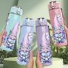 1PC Three Cute Gnome Christmas Cartoon 750ml Color Plastic Sports Water Bottle Leakproof Flip Straw Lid Suitable for Sports Office Home Use