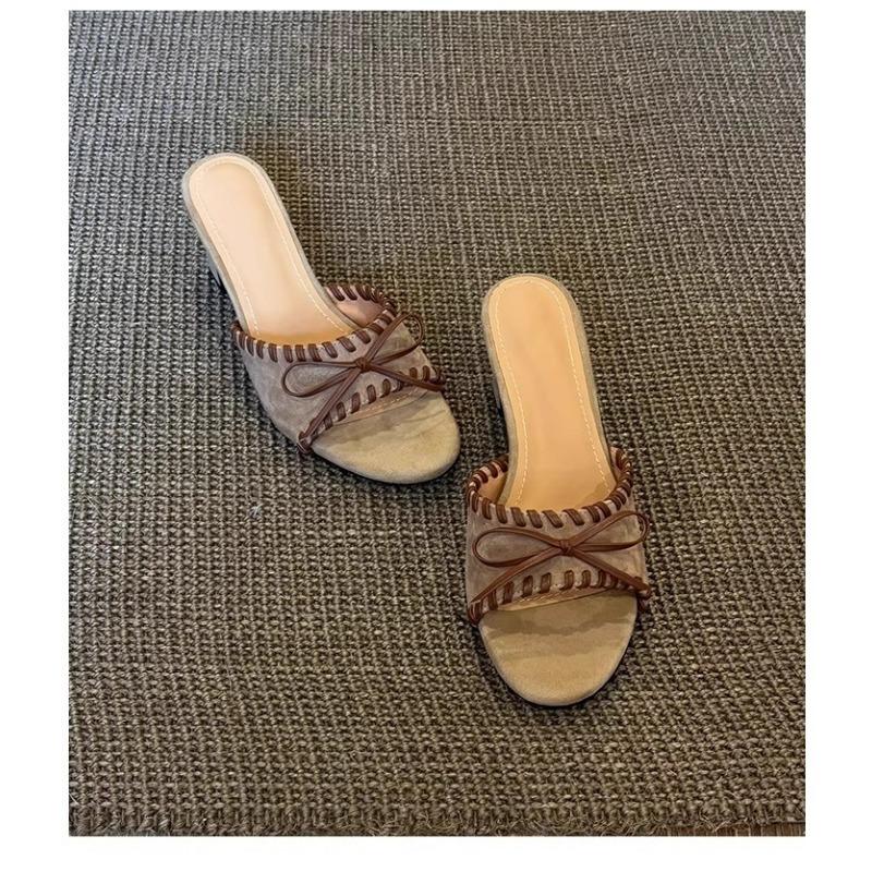 Sandalen mit offenem Zeh und hohen Absätzen Damen Neuer Stil Beliebte Damen Hausschuhe Quadratische Spitze Dicker Absatz Mittelhohe Hausschuhe Zapatos Mujer