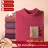 Unisex Plus Size Thermal Underwear Set with Thickened Velvet and Lambskin, Round Neck, for Autumn and Winter