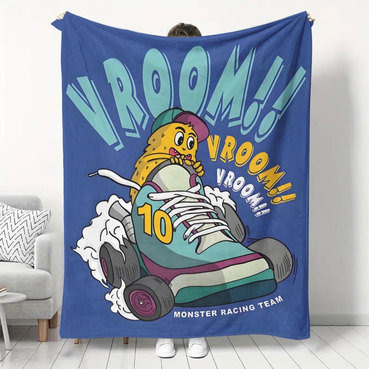 

Ultra-Soft Flannel Throw Blanket With Cool Racing Skateboard & Cartoon Blue Design - Perfect Gift For All Seasons, Ideal For Nap W60H190(CM)-1 Pcs