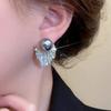 Elegant French Design Gray Stud Earrings for Women - Niche Light Luxury Dangle N1352