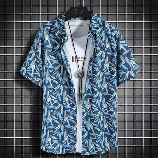 Uniseksowa letnia koszula z krótkim rękawem w kwiaty - Podróż Hainan Sanya i casualowy styl hongkoński