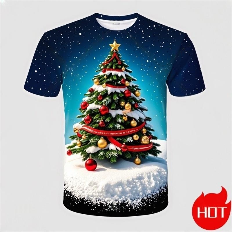 Summer Fashion 3D Print Merry Christmas T Shirt Cute Santa Xmas Christmas Trees Graphic T-shirts Men Funny Streetwear Tee Shirts