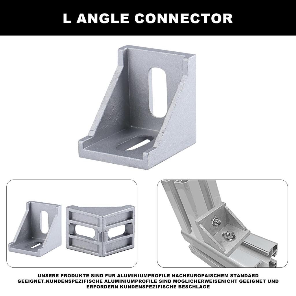 10pk 40x40mm Aluminium Angle Connectors - 90° Mounting for Profiles