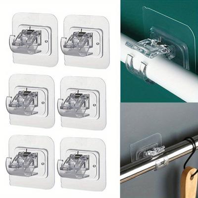 6pcs Soportes para Barra de Cortina Sin Taladrar Autoadhesivos Ganchos para Soporte de Barra de Cortina